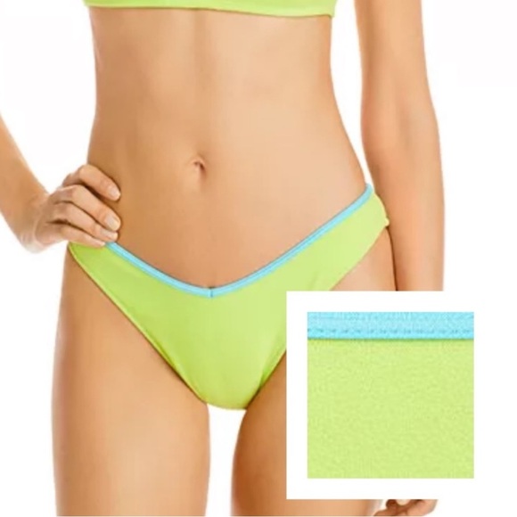 Frankies Bikinis Siren Enzo Terry Bottom Size Large New NWT Neon Green Blue - Picture 3 of 10